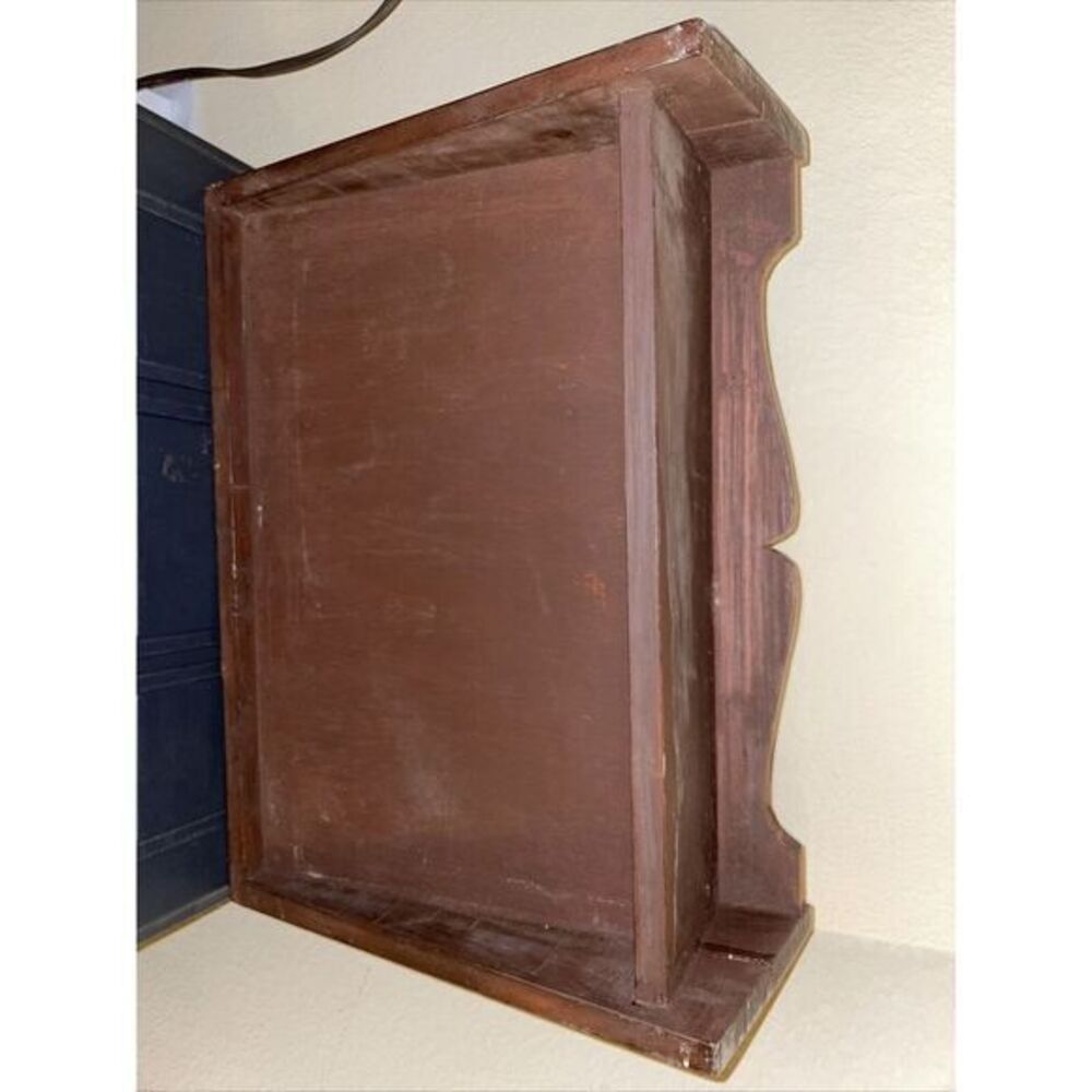 Wooden Storage Showcase Collector's rack Inlay Brass Flowers 30 Shelves VTG 70's - Picture 6 of 6